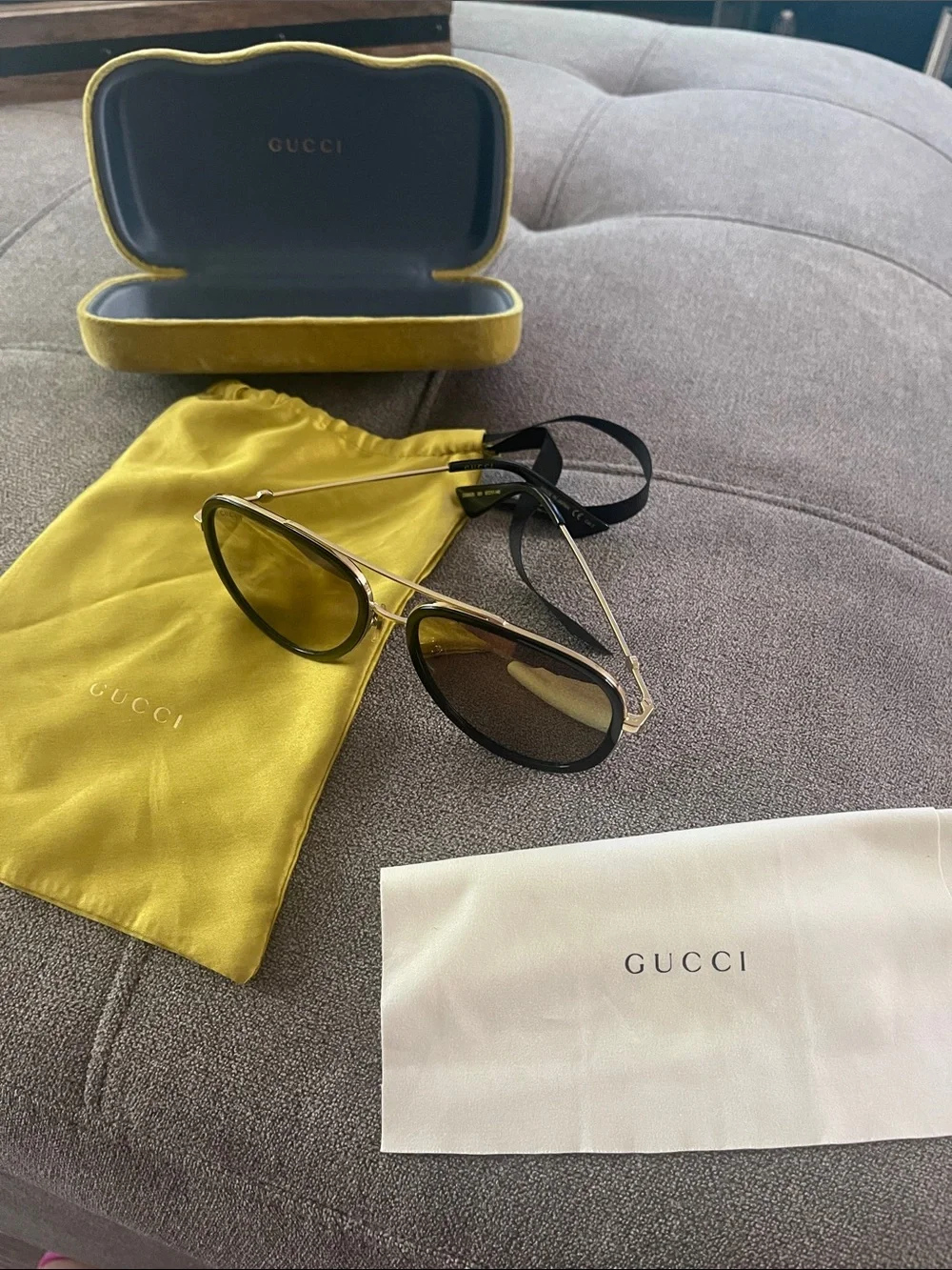 Gucci Women’s Black & Gold Aviator Sunglasses